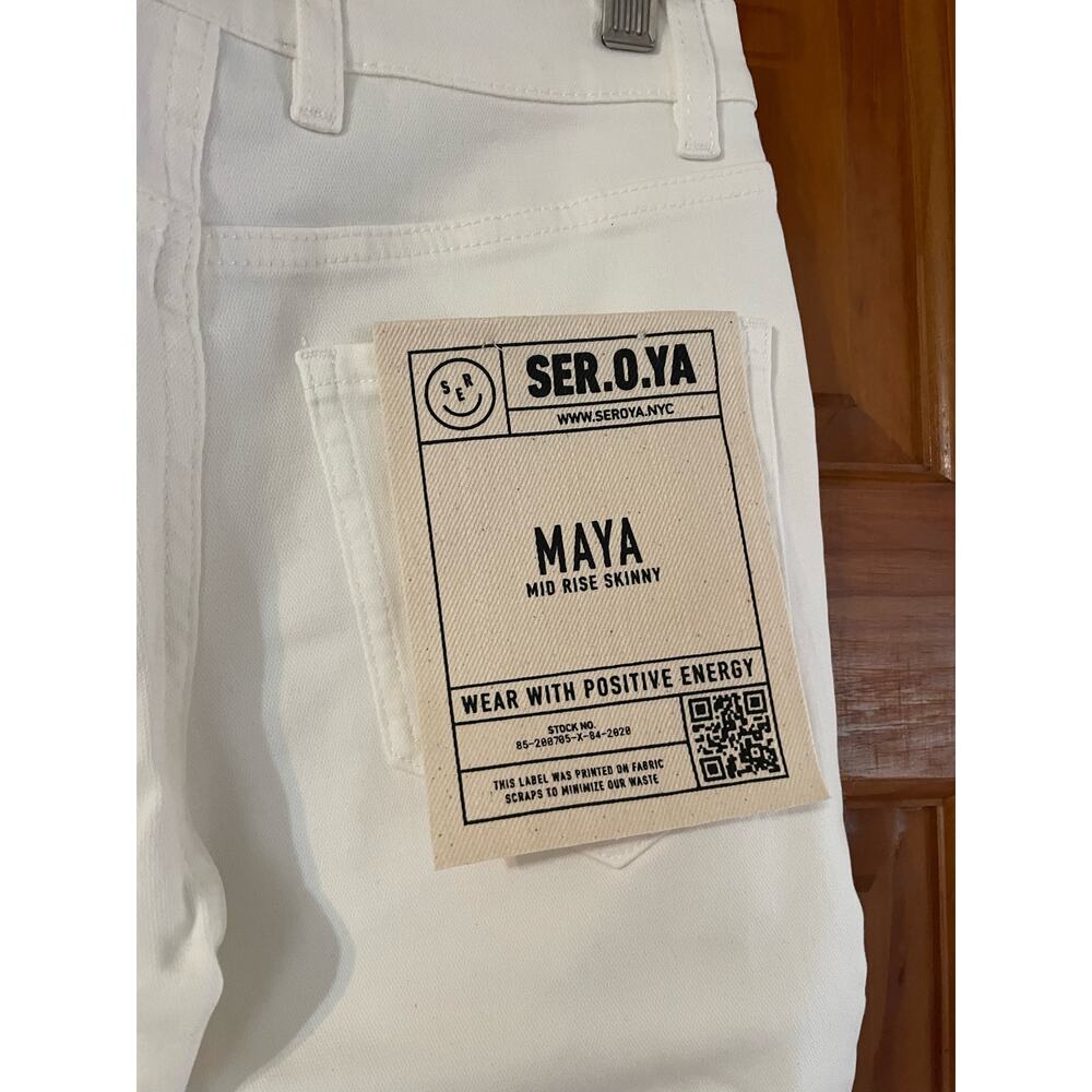 SER.O.YA Womens white Maya mid rise skinny jeans size 25 NWT - Picture 9 of 10